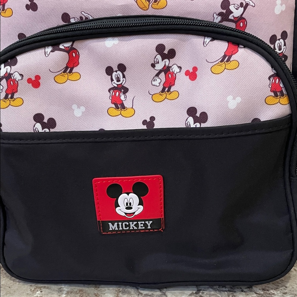 Disney Pinkish/Beige, Black and Red Mickey Diaper Bag/Backpack